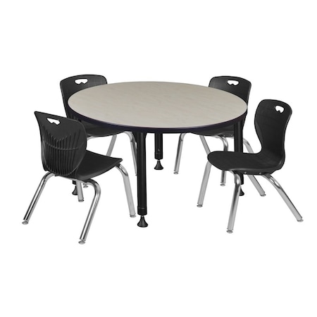 Regency Tables > Height Adjustable > Round Table & Chair Sets, 42 W, 42 L, 23-34 H, Maple TB42RNDPLAPBK45BK